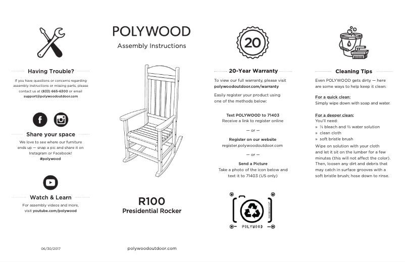 Page 1 of the manual User Manual POLYWOOD Presidential Rocker R100