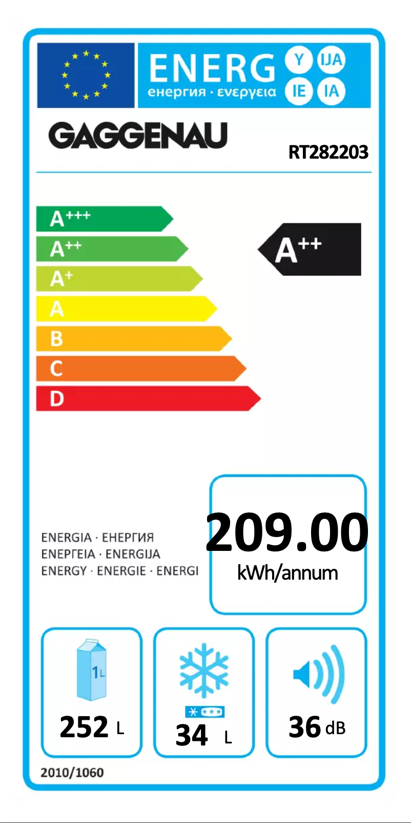 Page 1 of the manual Energy Label Gaggenau RT282203