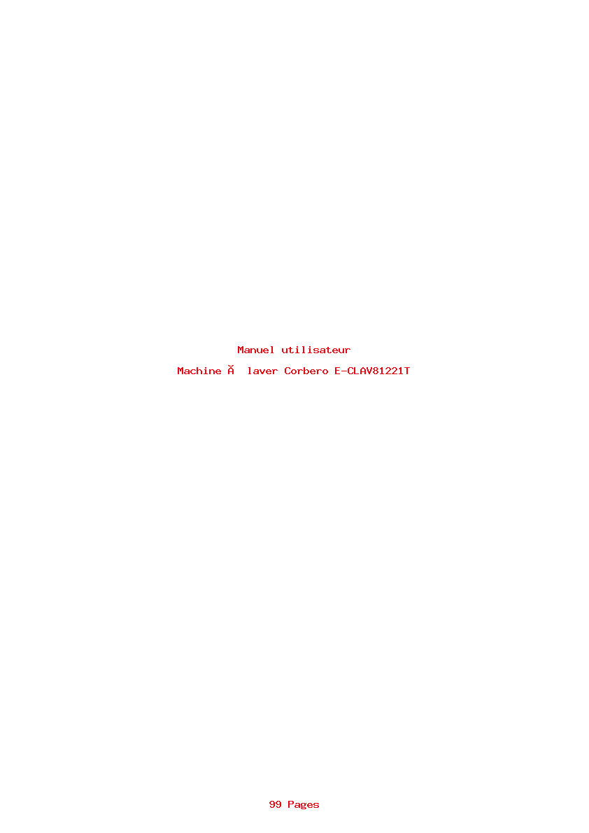 Page 1 de la notice Manuel utilisateur Corbero E-CLAV81221T