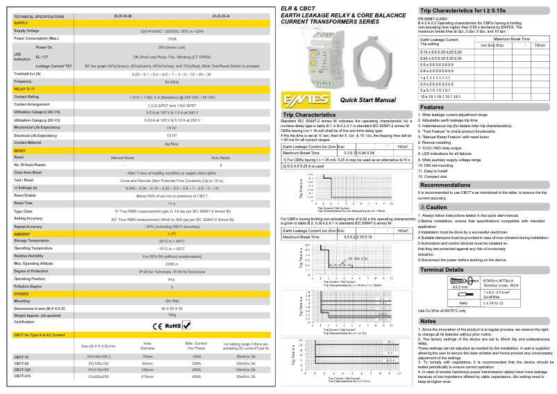 Page 1 de la notice Guide de démarrage rapide ENTES ELR-30-A