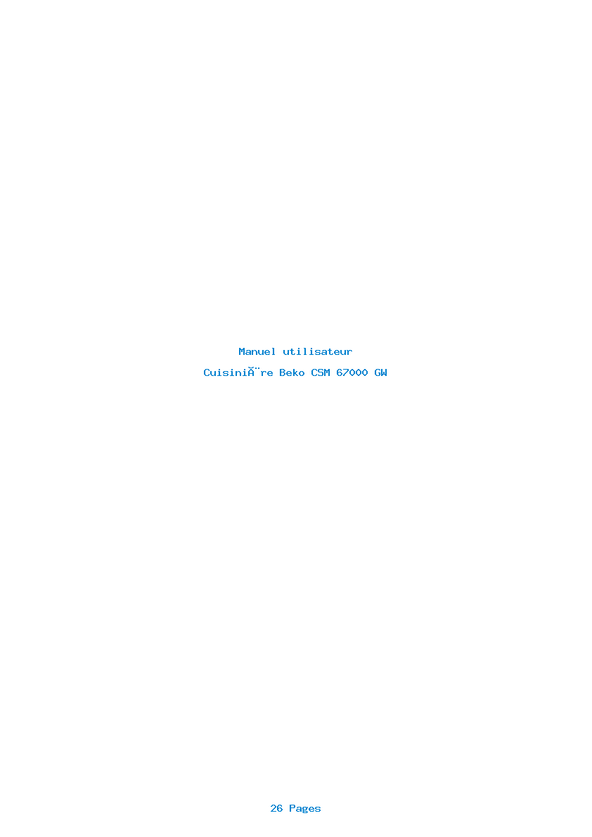 Page 1 de la notice Manuel utilisateur Beko CSM 67000 GW