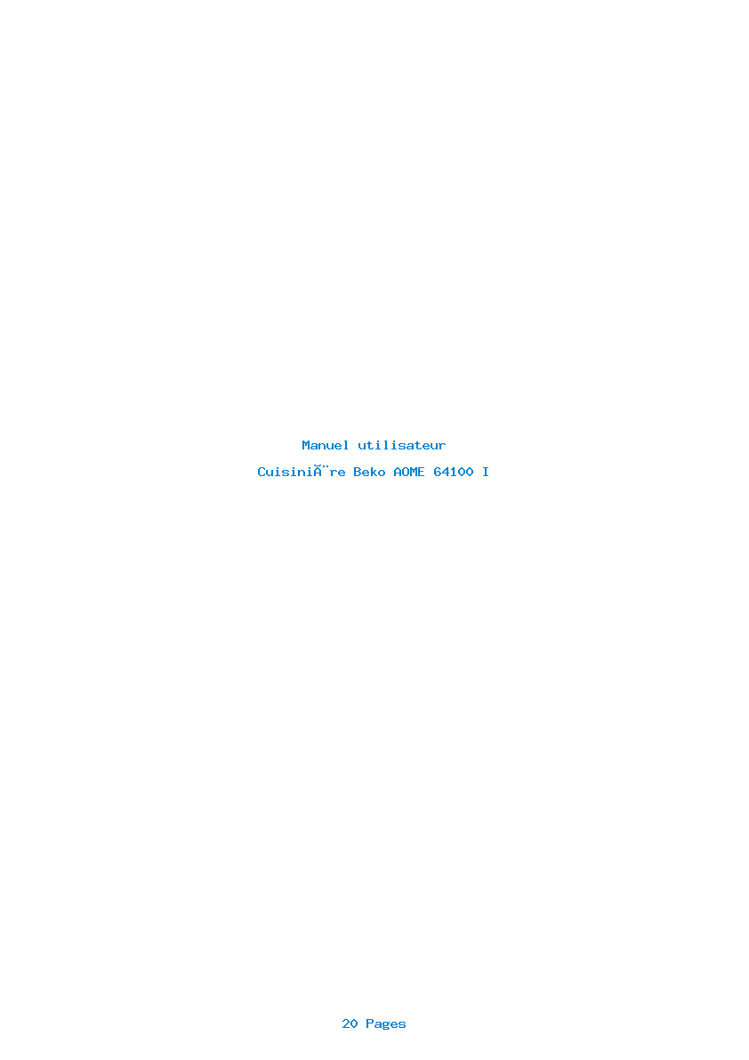 Page 1 de la notice Manuel utilisateur Beko AOME 64100 I