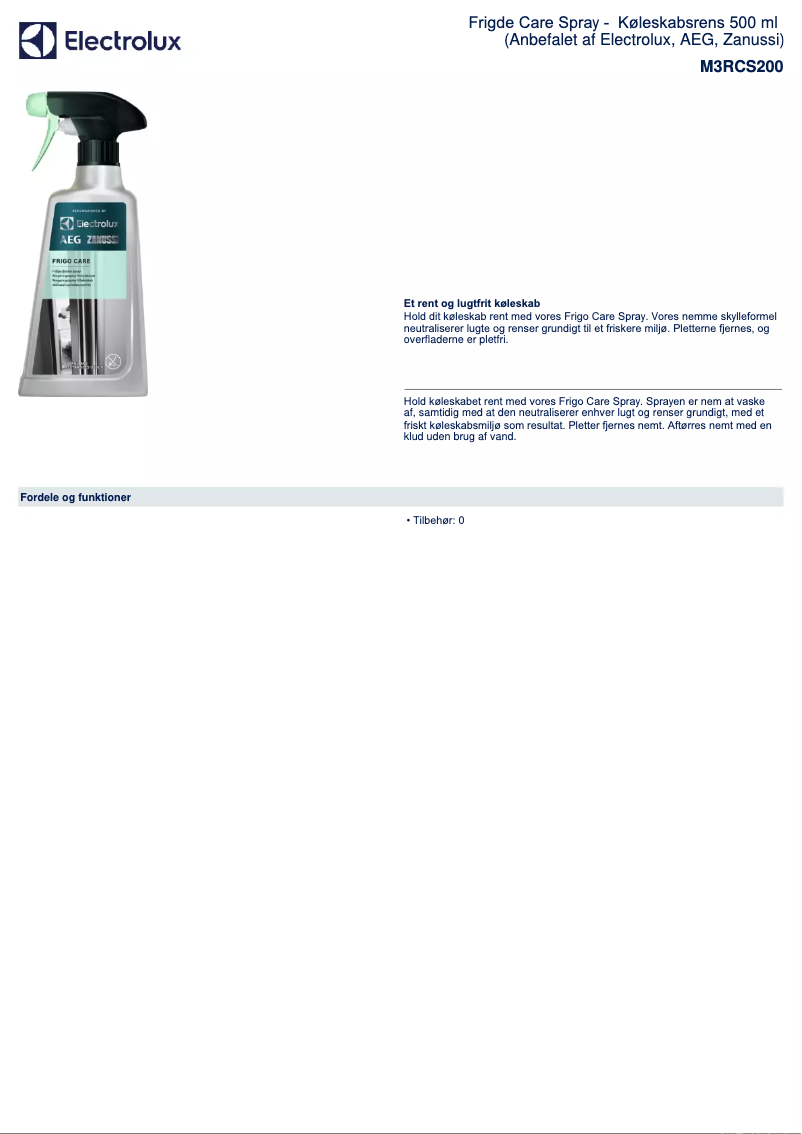 Page 1 de la notice Fiche technique AEG M3RCS200