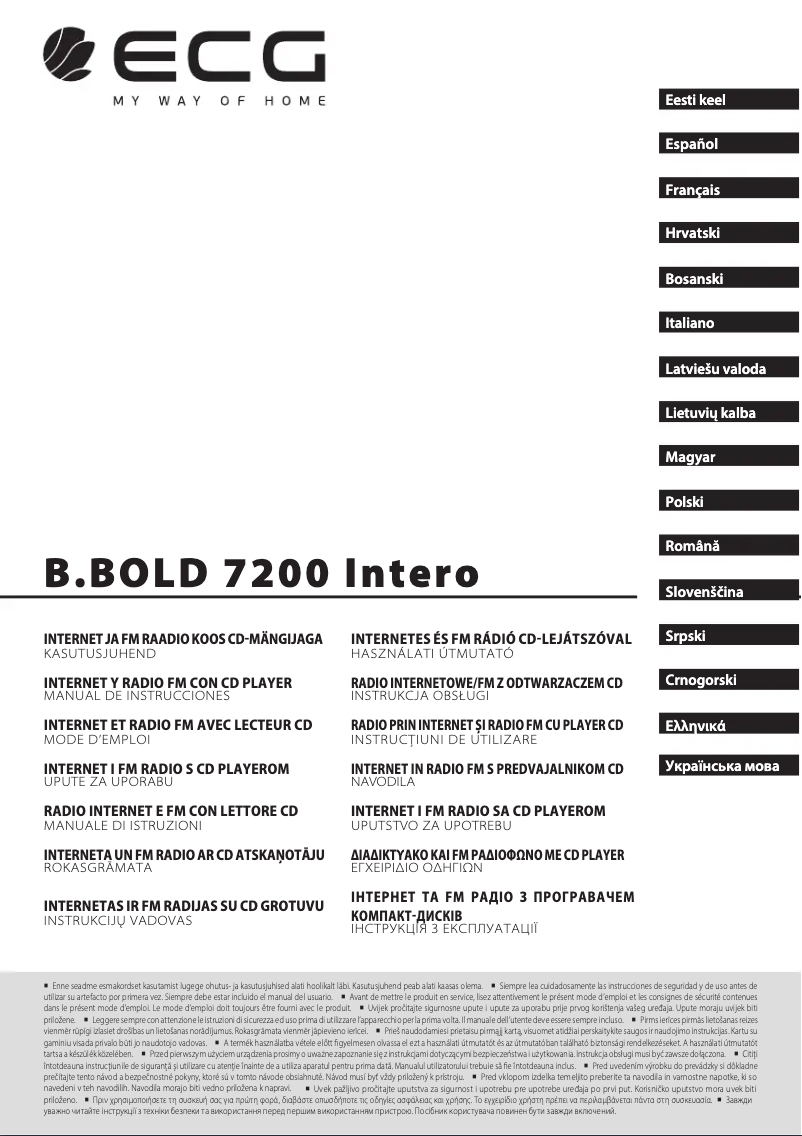 Page 1 of the manual User Manual ECG B.BOLD 7200 Intero