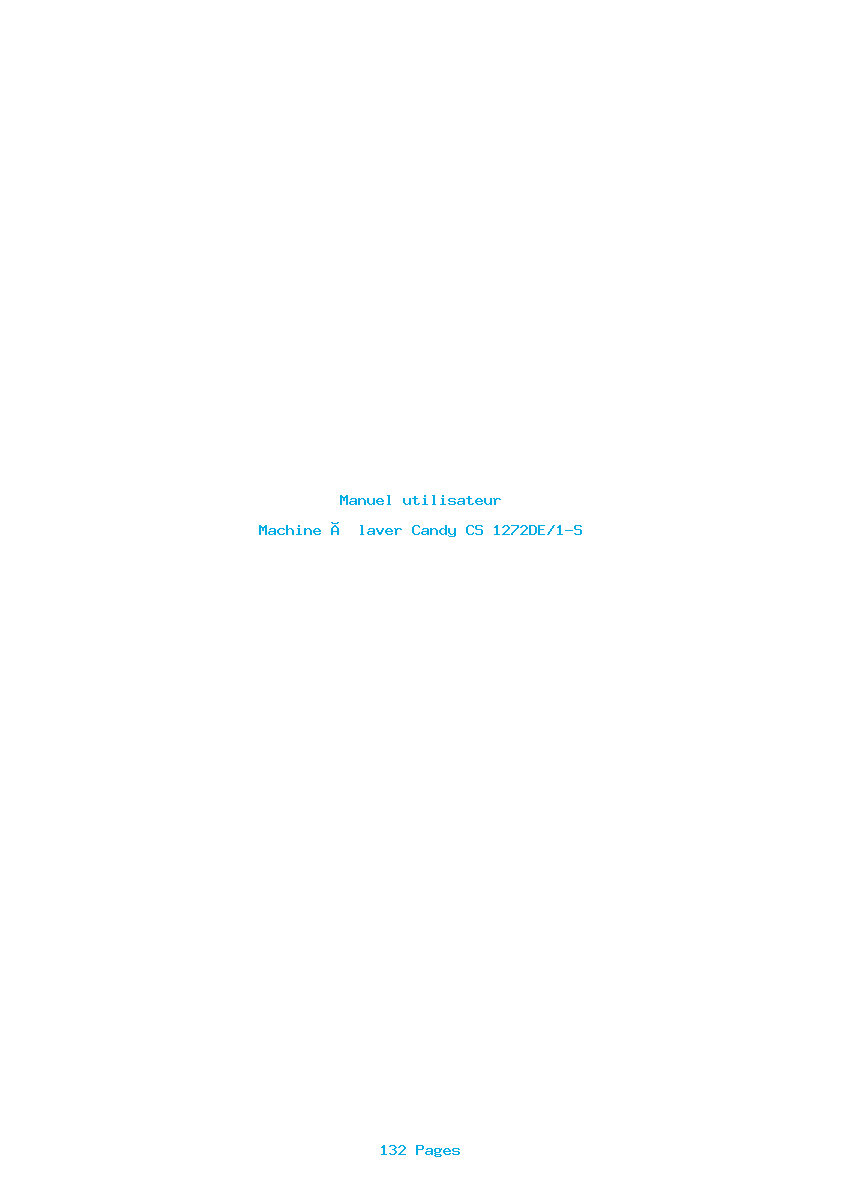 Page 1 de la notice Manuel utilisateur Candy CS 1272DE/1-S