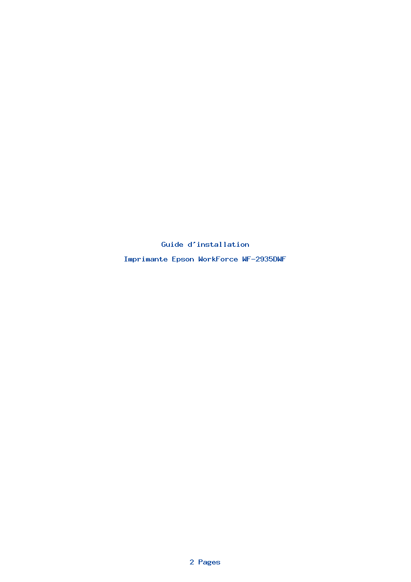 Page 1 de la notice Guide d'installation Epson WorkForce WF-2935DWF