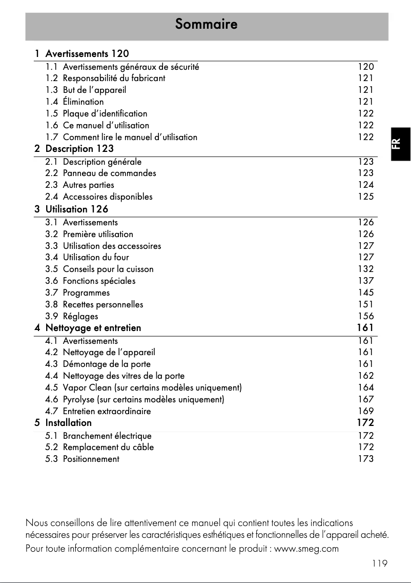 Página 1 del manual Manual de usuario Smeg SFP130E