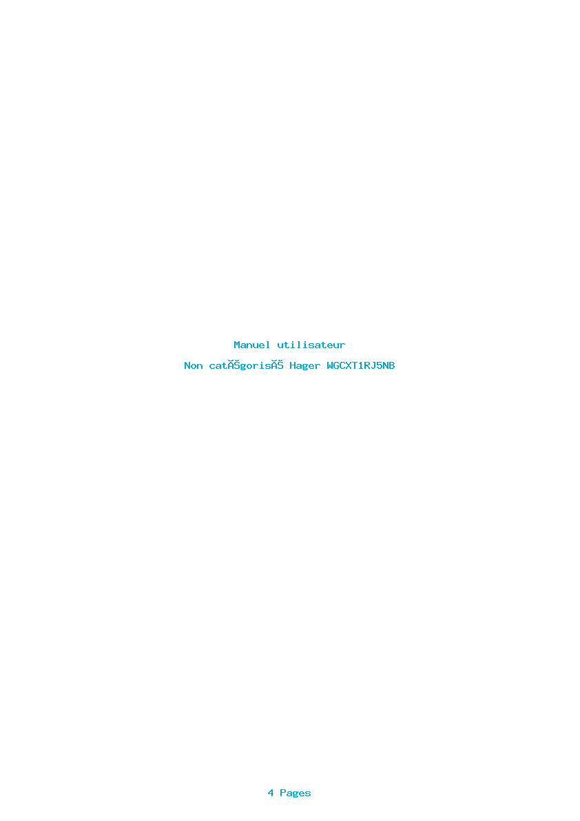 Page 1 de la notice Manuel utilisateur Hager WGCXT1RJ5NB
