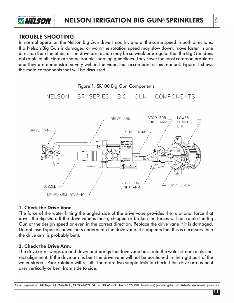 Page 1 de la notice Manuel utilisateur Nelson 150 Series Big Gun