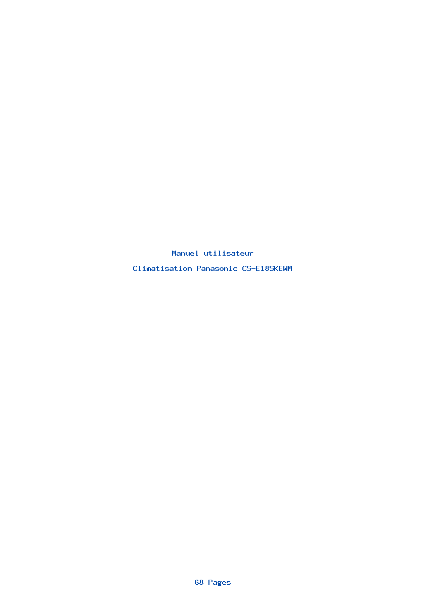 Page 1 de la notice Manuel utilisateur Panasonic CS-E18SKEWM