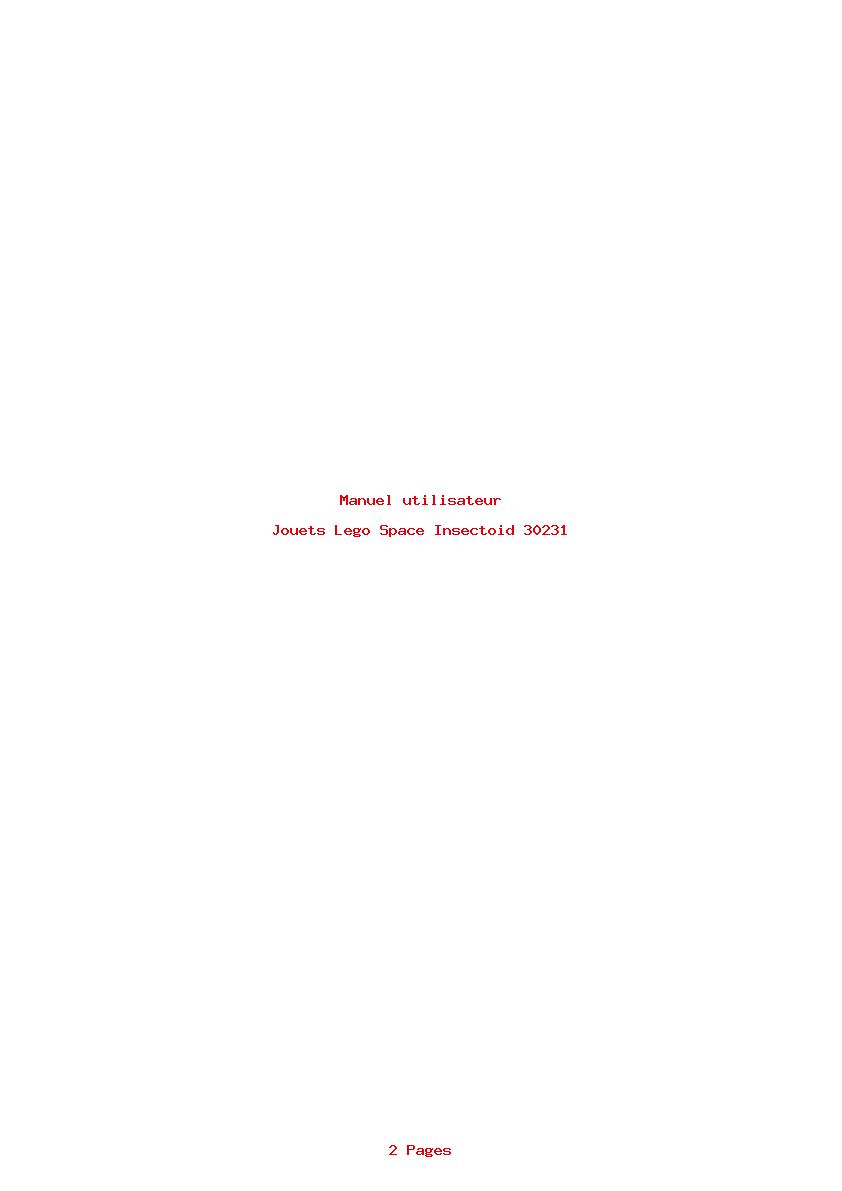 Page 1 de la notice Manuel utilisateur Lego Space Insectoid 30231