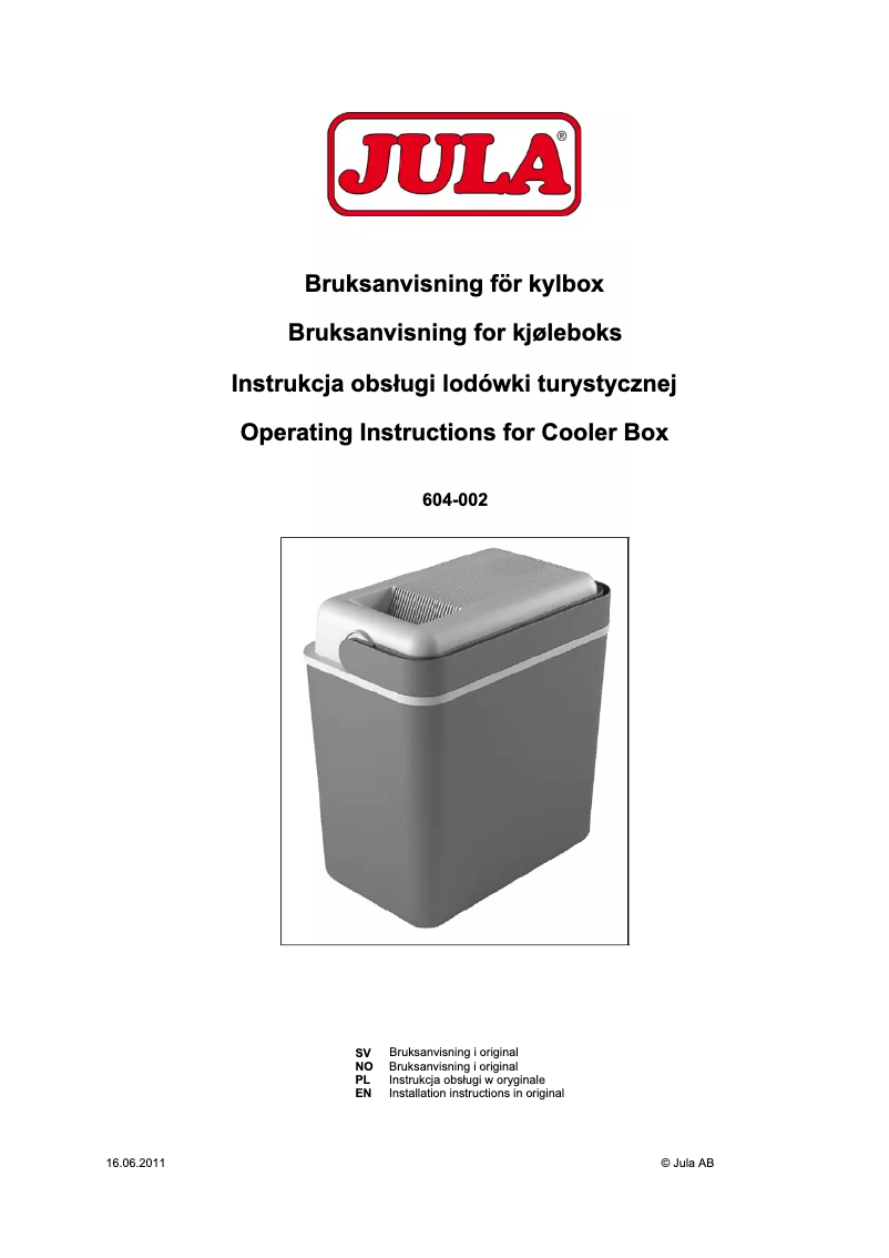 Page 1 of the manual User Manual Jula 604-002