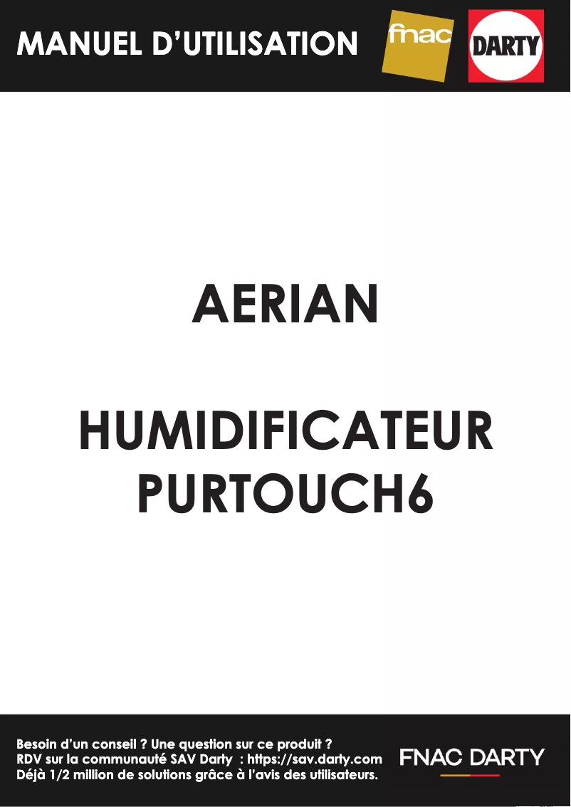 Page 1 de la notice Manuel utilisateur Aerian PURTOUCH 6