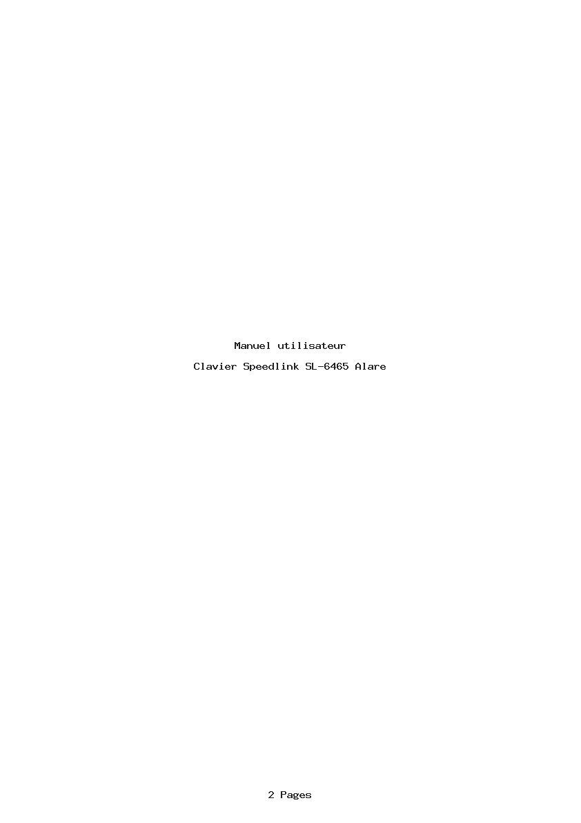 Page 1 de la notice Manuel utilisateur Speedlink SL-6465 Alare