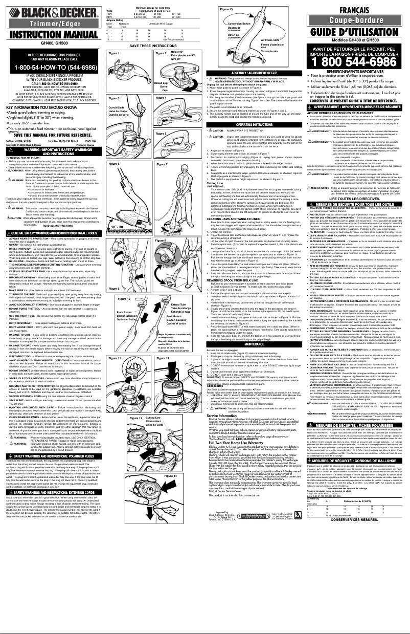 Page n°1 - Manuel utilisateur Black & Decker GH400