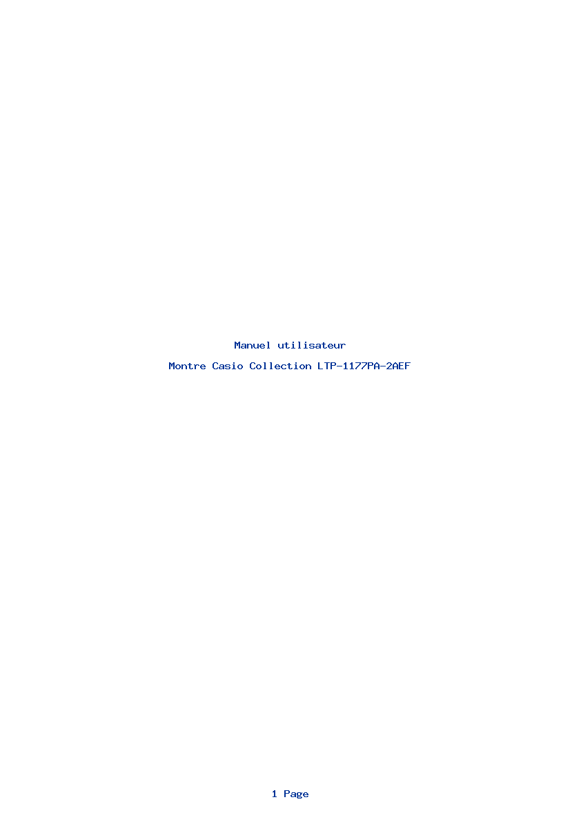 Page 1 de la notice Manuel utilisateur Casio Collection LTP-1177PA-2AEF