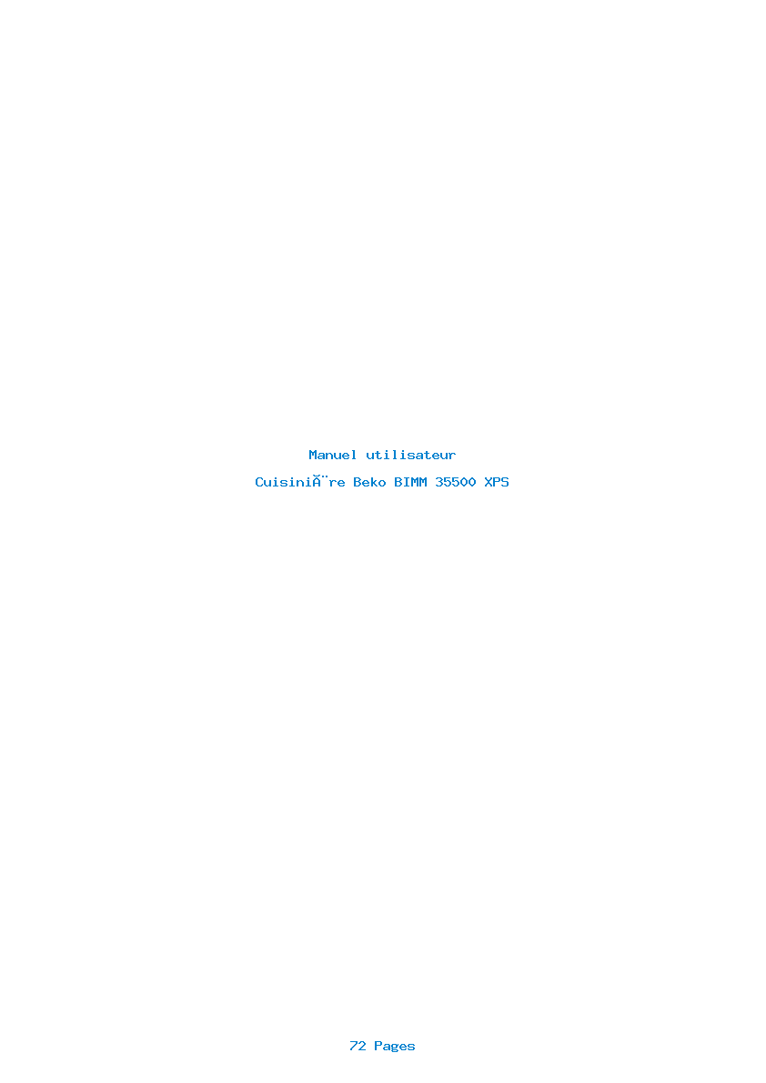Page 1 de la notice Manuel utilisateur Beko BIMM 35500 XPS