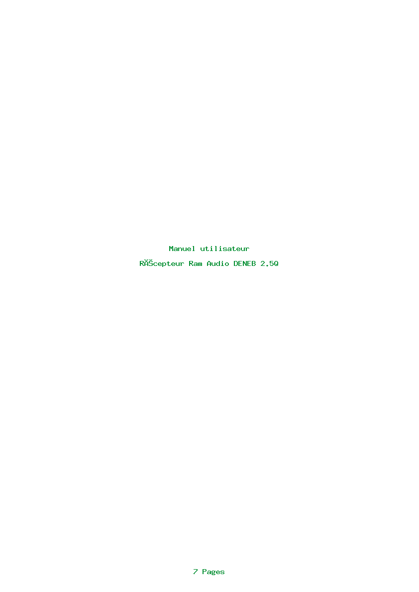 Page 1 de la notice Manuel utilisateur Ram Audio DENEB 2.5Q