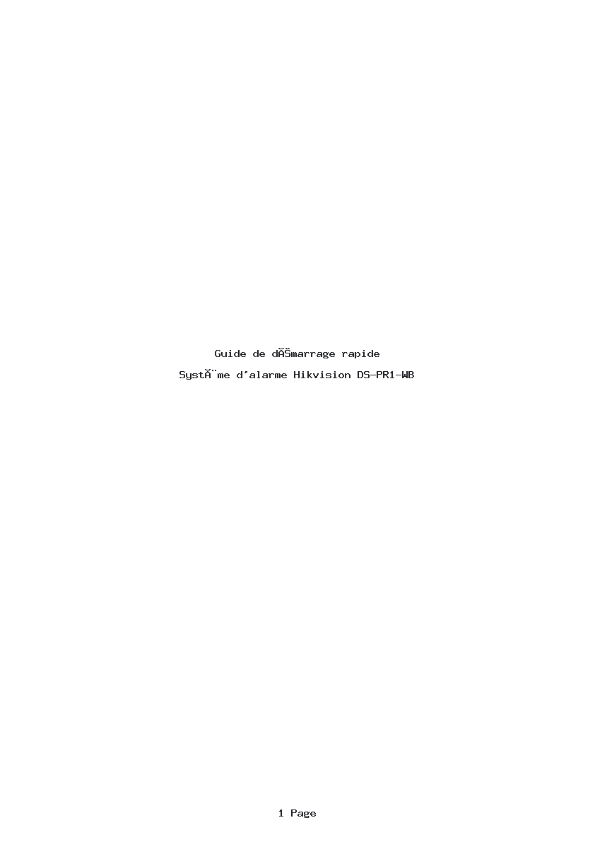 Page 1 de la notice Guide de démarrage rapide Hikvision DS-PR1-WB