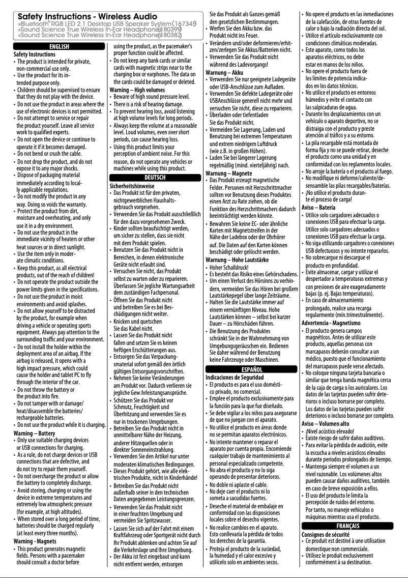 Page 1 de la notice Instructions de sécurité Manhattan 167345