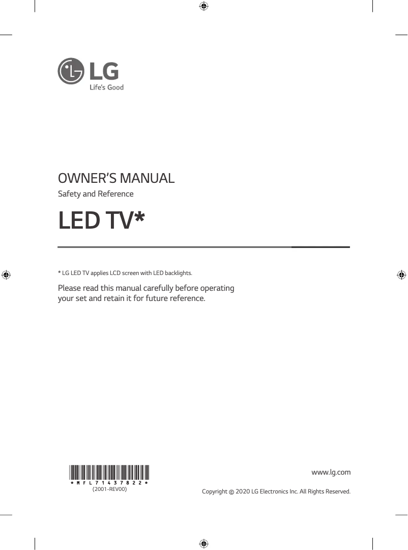 Page 1 de la notice Manuel utilisateur LG 50UN7350PPD