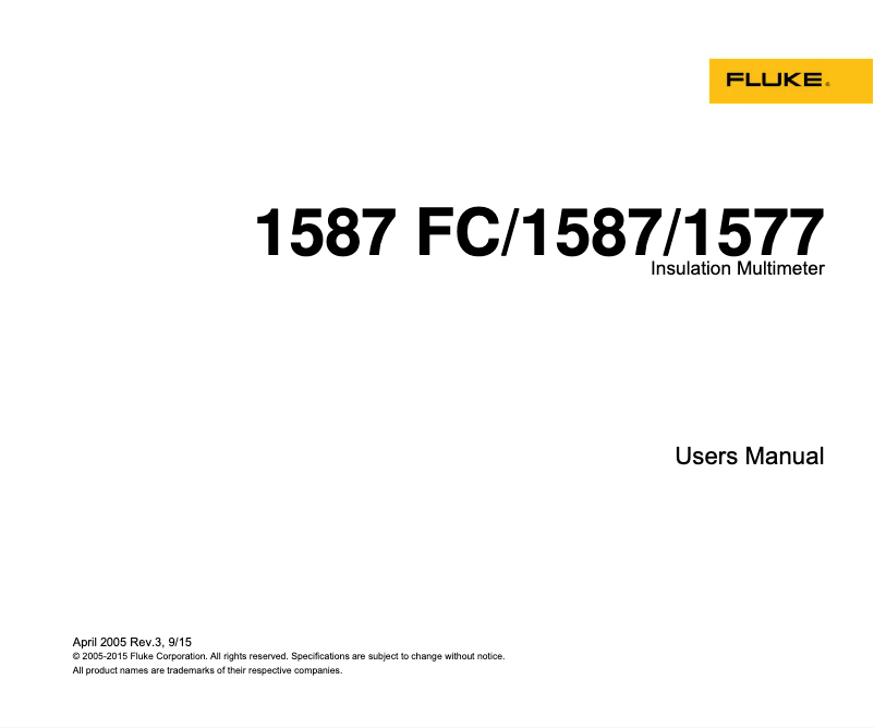 Page 1 de la notice Manuel utilisateur Fluke 1577