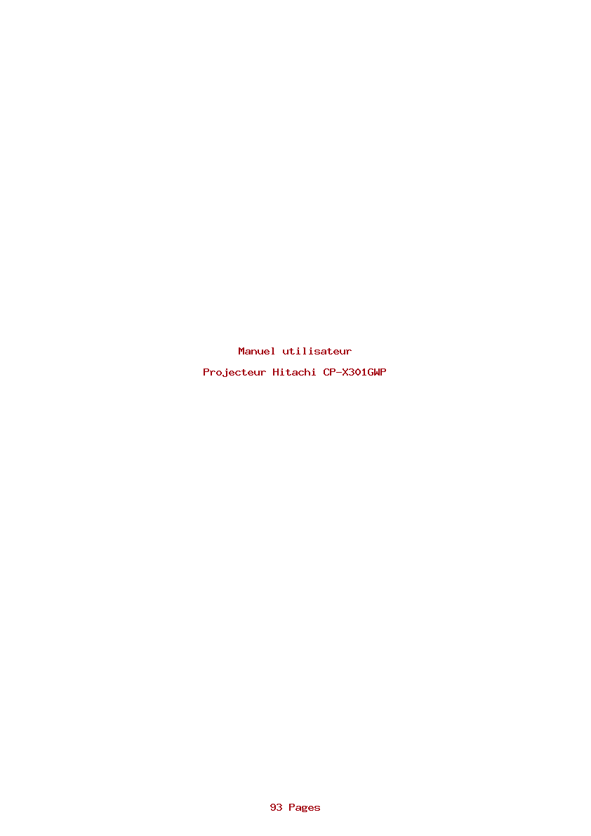 Page 1 de la notice Manuel utilisateur Hitachi CP-X301GWP