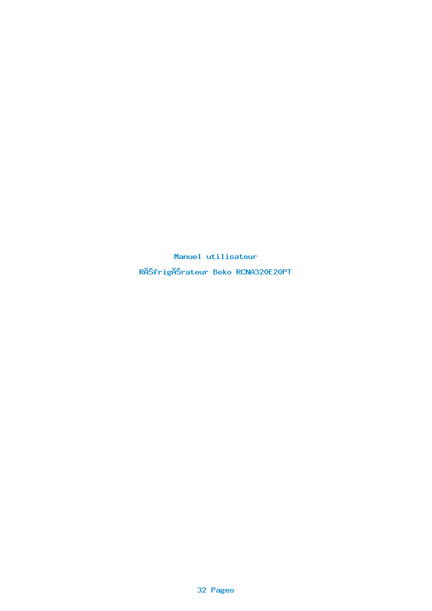 Page 1 de la notice Manuel utilisateur Beko RCNA320E20PT
