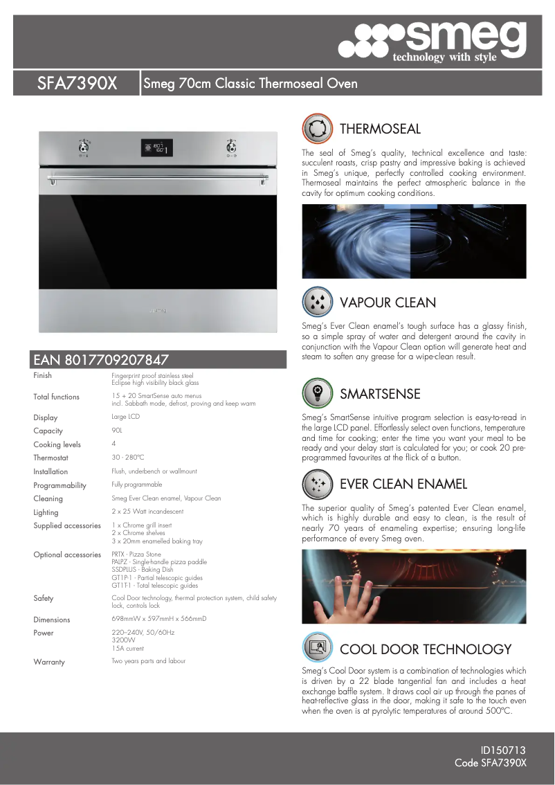 Página 1 del manual Ficha técnica Smeg SFA7390X