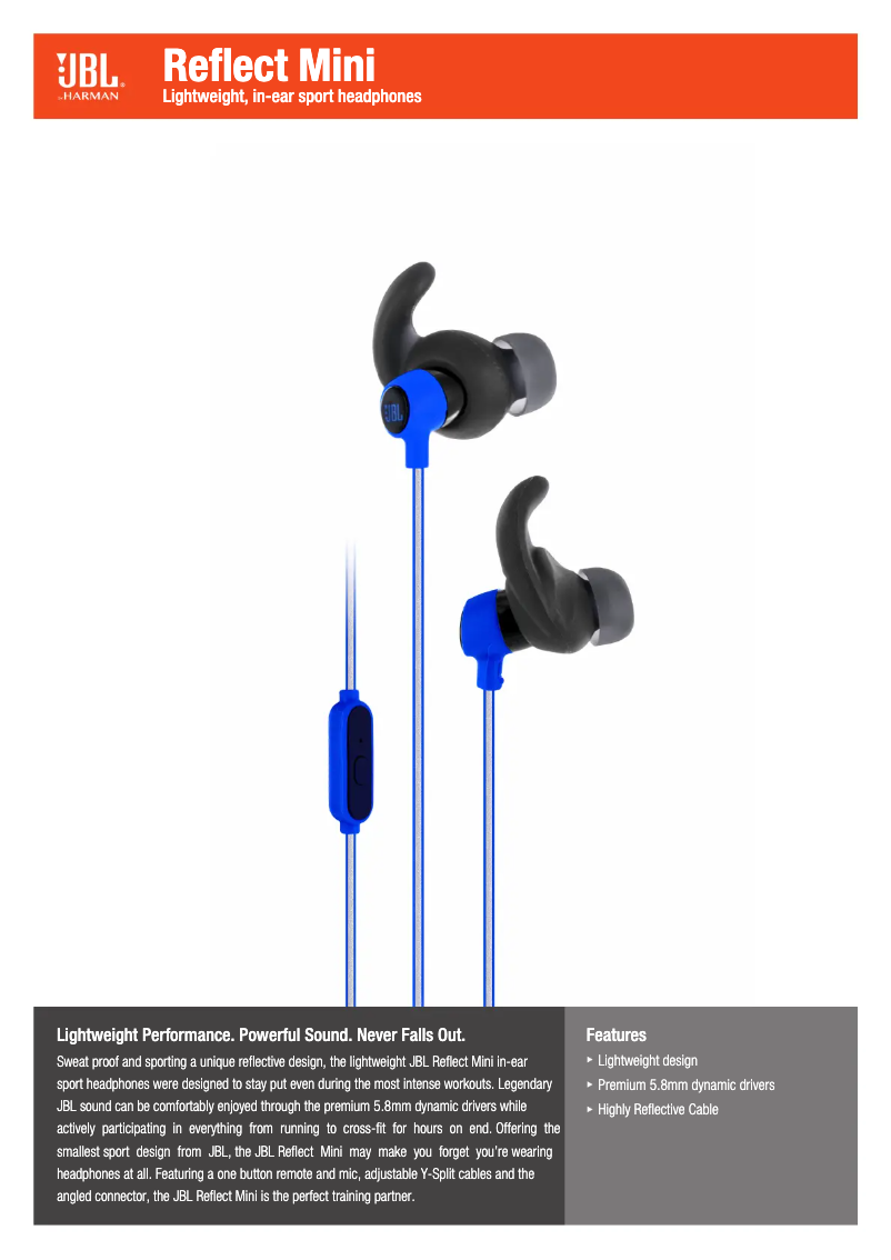 Página 1 del manual Ficha técnica JBL Reflect Mini