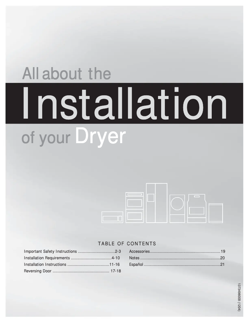 Página 1 del manual Guía de instalación Frigidaire FARE1011MW