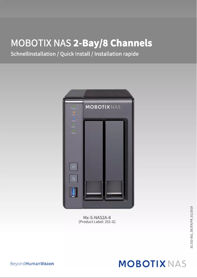 Page 1 de la notice Manuel utilisateur Mobotix MX-S-NAS2A-8