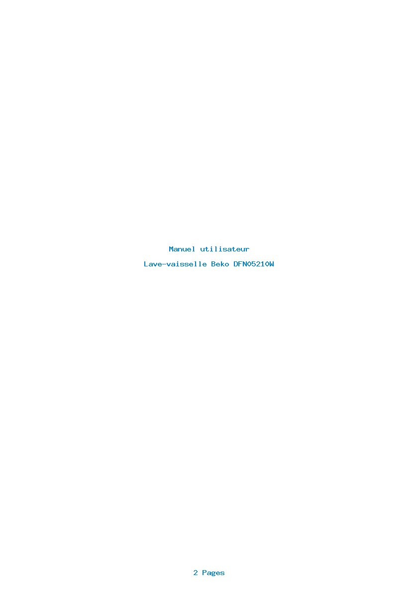 Page 1 de la notice Manuel utilisateur Beko DFN05210W