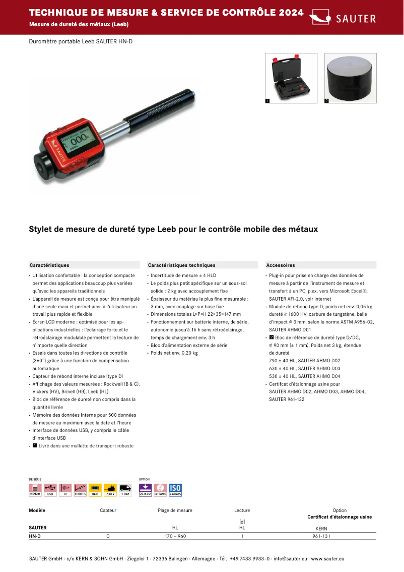 Page 1 de la notice Brochure Kern HN-D