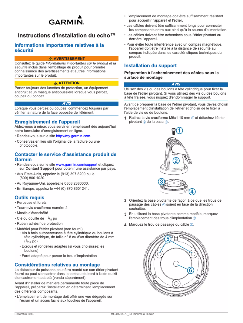 Page 1 de la notice Guide d'installation Garmin Echo 551c