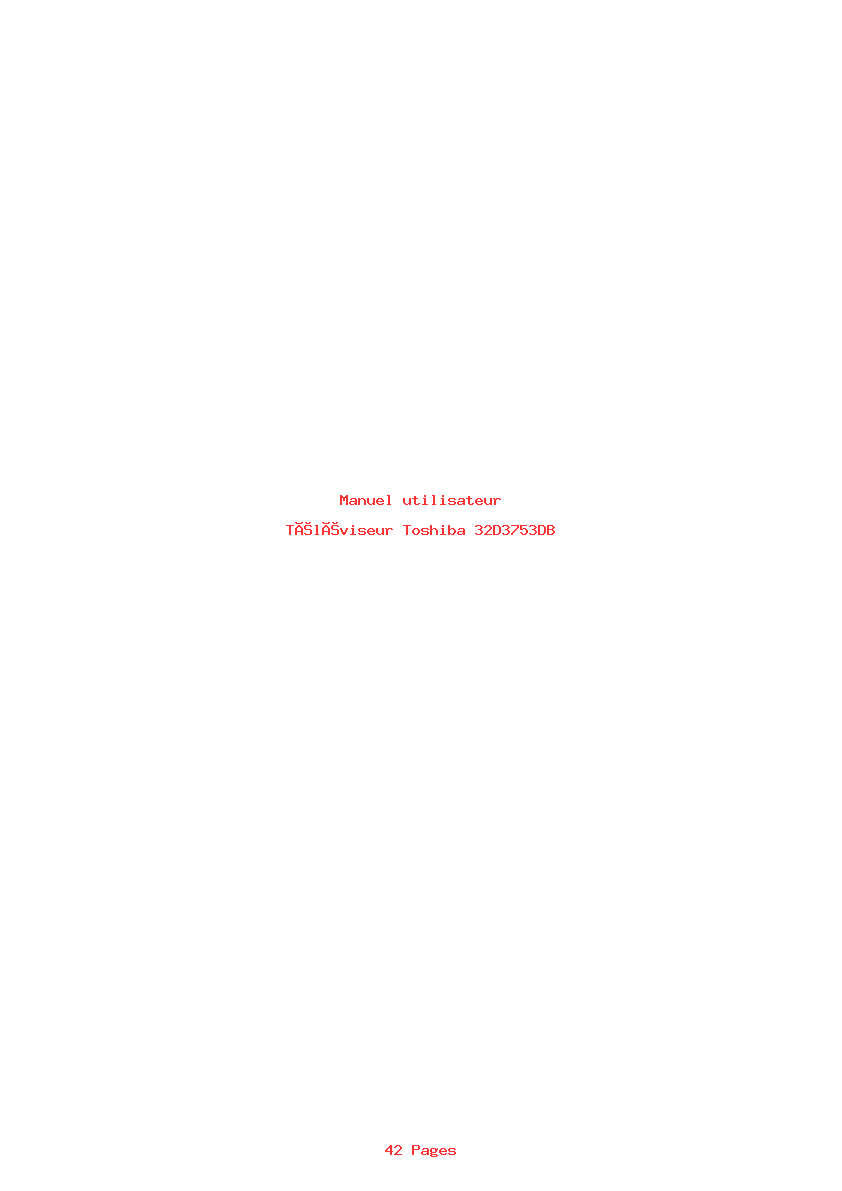 Page 1 de la notice Manuel utilisateur Toshiba 32D3753DB