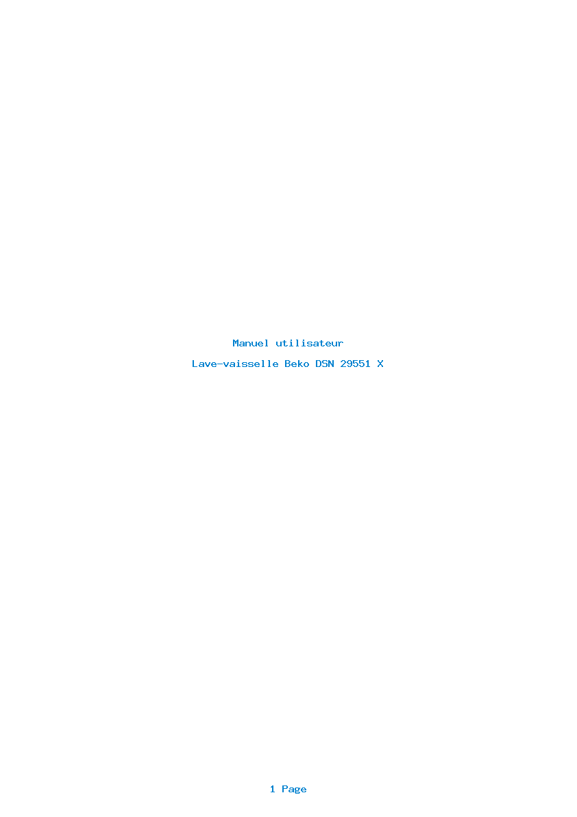Page 1 de la notice Manuel utilisateur Beko DSN 29551 X