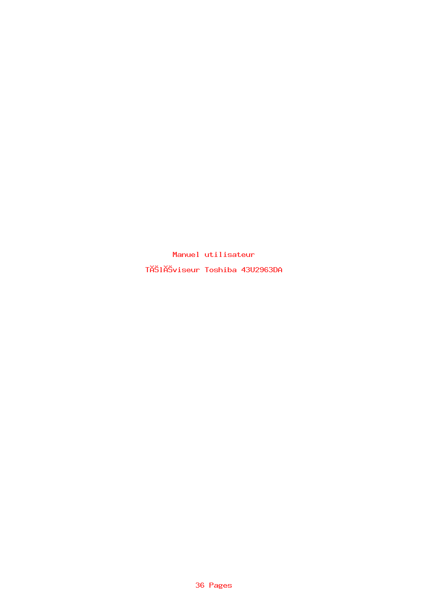 Page 1 de la notice Manuel utilisateur Toshiba 43U2963DA