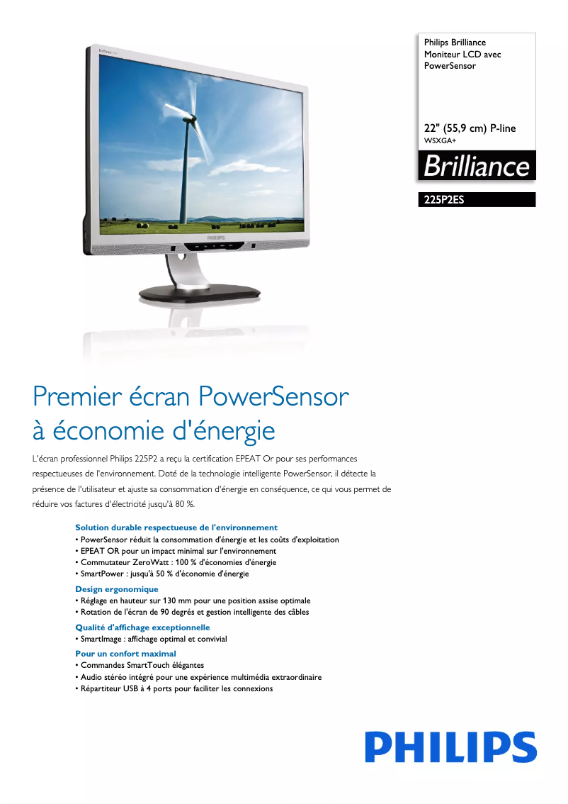 Página 1 del manual Ficha técnica Philips Brilliance 225P2ES