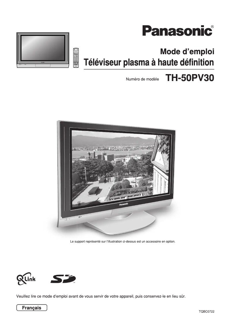 Page 1 de la notice Manuel utilisateur Panasonic TH-50PV30E