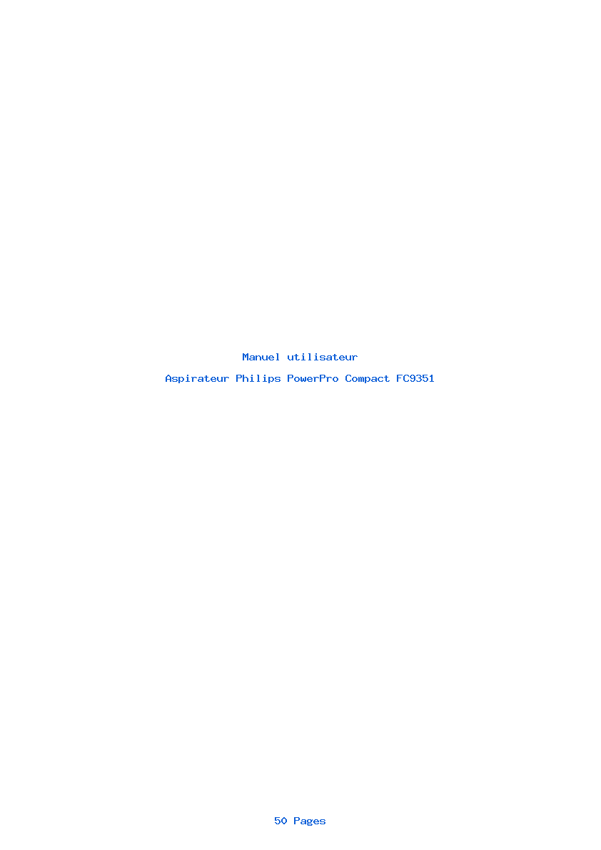 Page 1 de la notice Manuel utilisateur Philips PowerPro Compact FC9351
