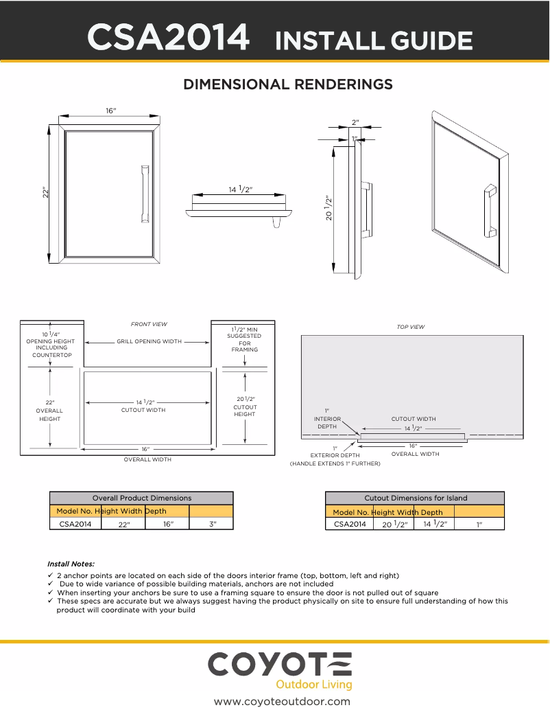 Page 1 de la notice Guide d'installation Coyote CSA2014
