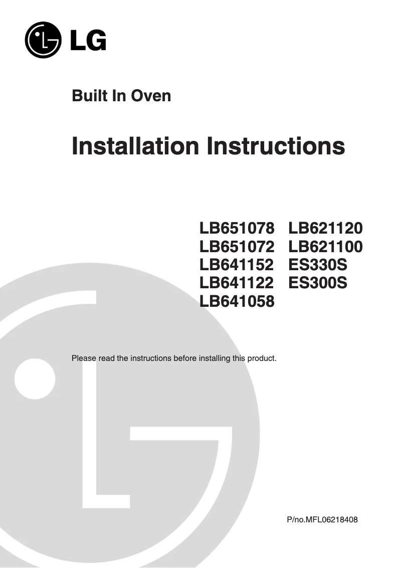 Page 1 de la notice Guide d'installation LG LB621100S