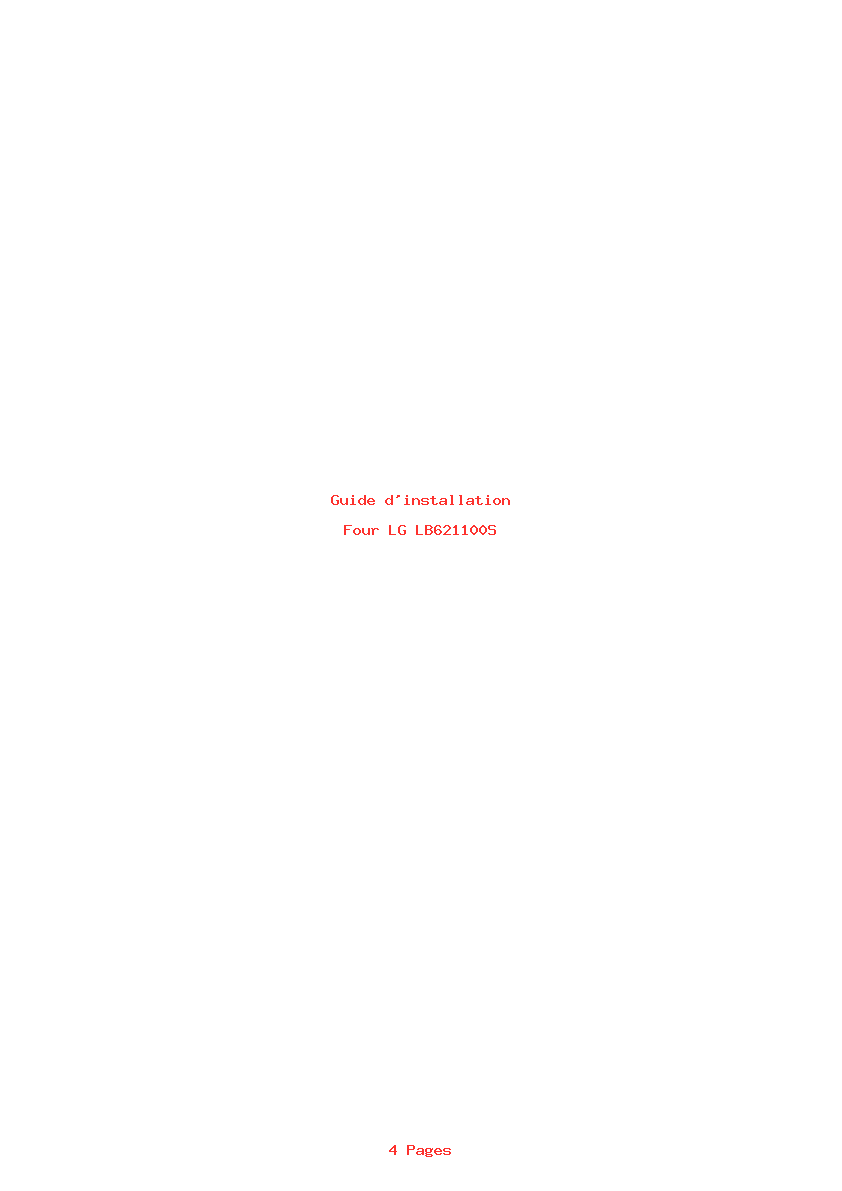 Page 1 de la notice Guide d'installation LG LB621100S