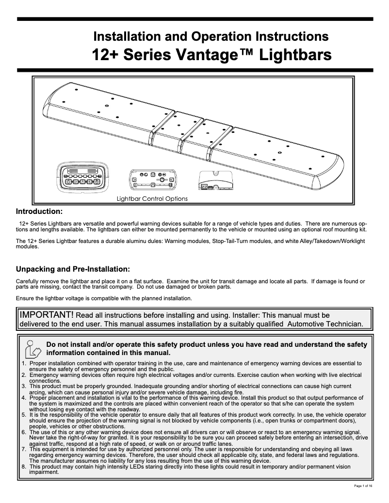 Page 1 de la notice Manuel utilisateur ECCO VTG-48RB