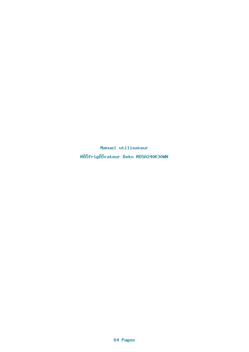 Page 1 de la notice Manuel utilisateur Beko RDSA240K30WN
