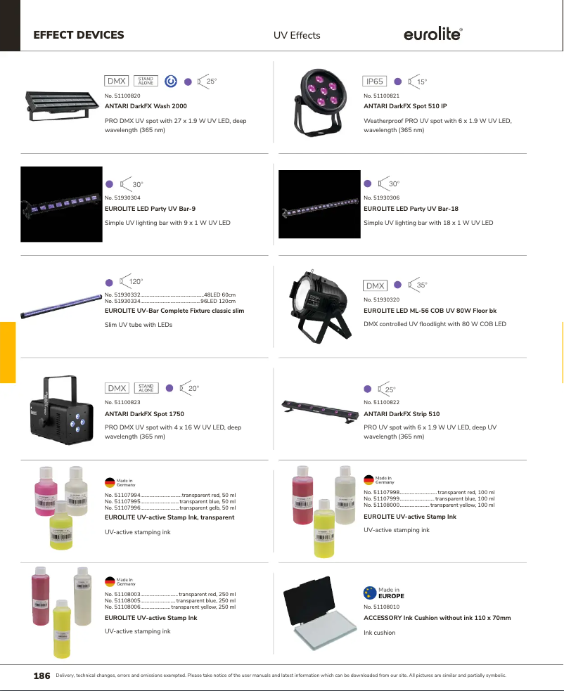 Page 1 de la notice Catalogue Antari DarkFX Spot 510 IP
