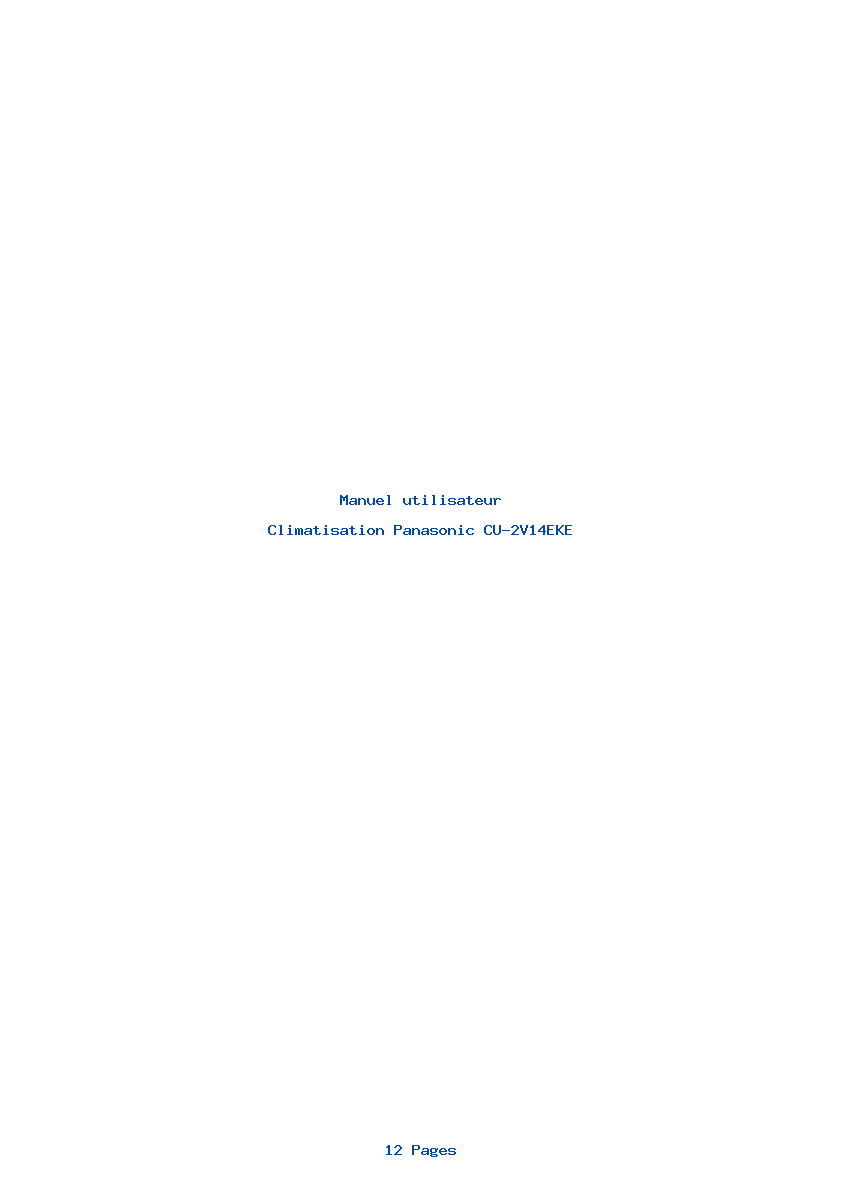 Page 1 de la notice Manuel utilisateur Panasonic CU-2V14EKE