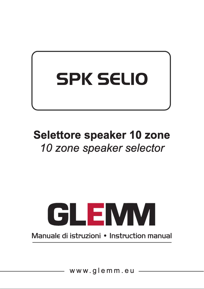 Page 1 de la notice Manuel utilisateur Glemm SPK SEL10