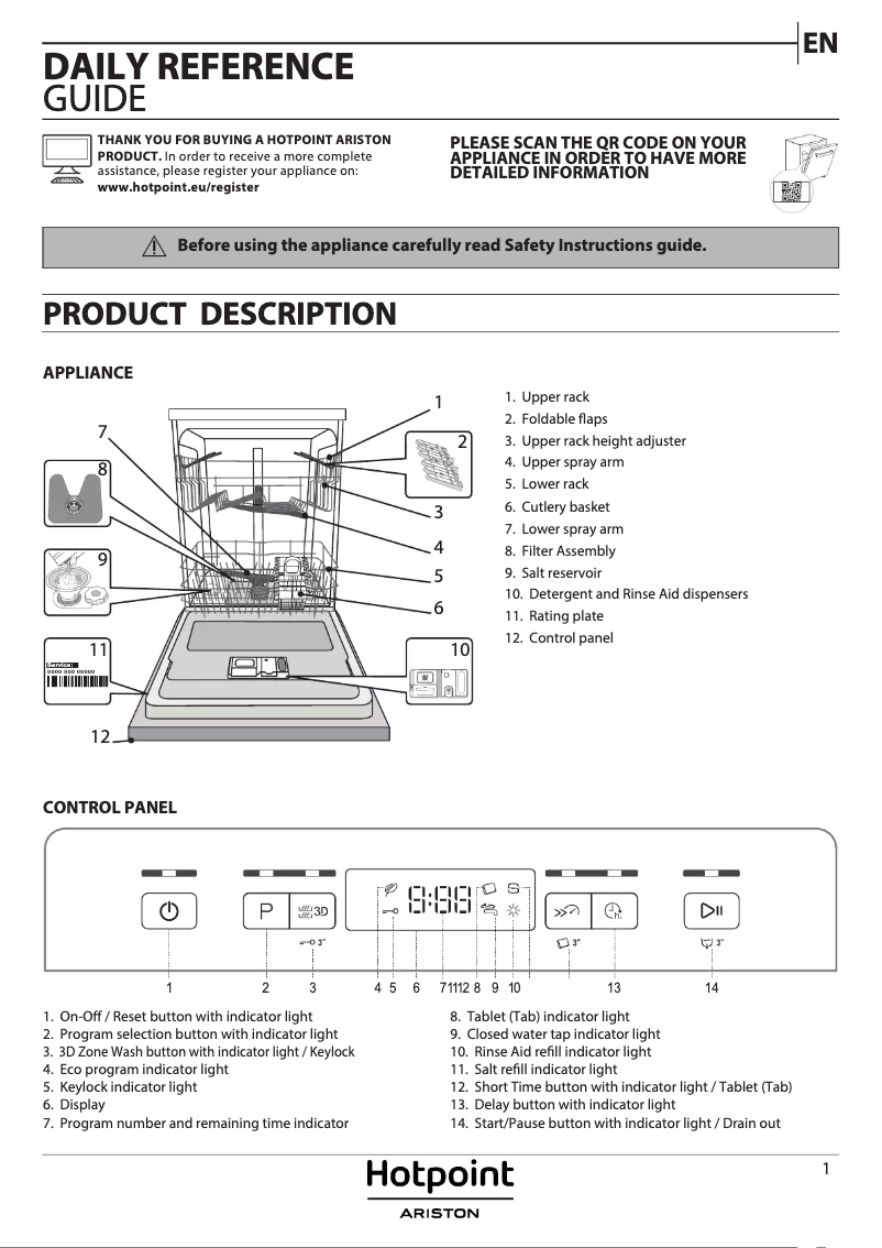 Page 1 de la notice Manuel utilisateur Hotpoint HFC 3C41 CW X